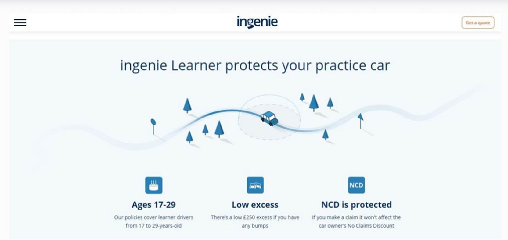 Сайт предлагает застраховать автомобиль, а картинка делает акцент на главной услуге.