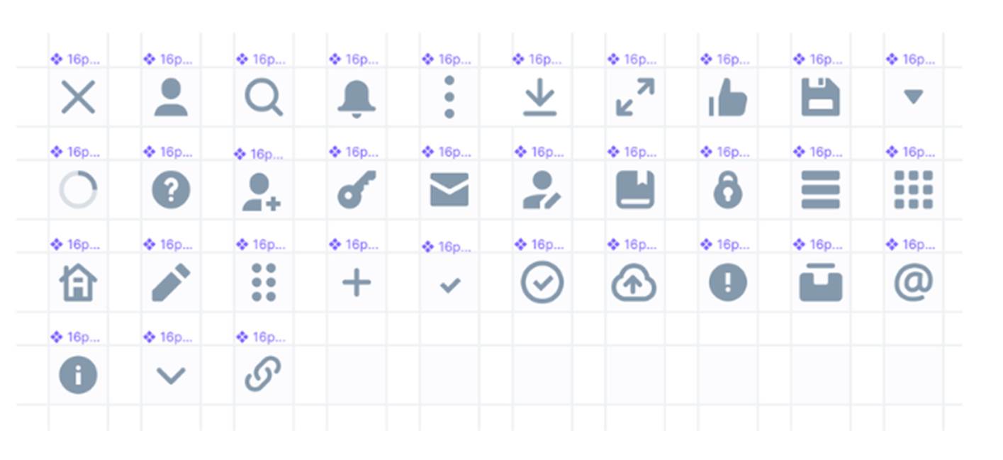 Фрагмент сетки, которую можно использовать для проектирования иконок 16px