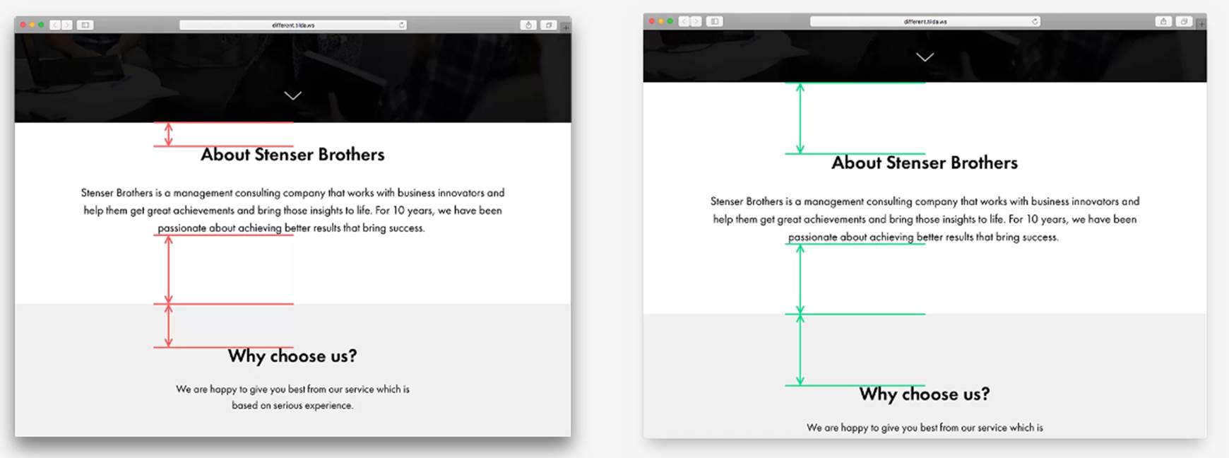 Рис. 1	Отступы выполнены некорректно  Рис. 2 Отступы выполнены правильно